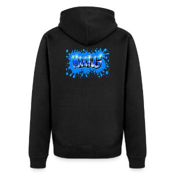 Marius Splash Graffiti - Unisex Premium Bio Zip Hoodie - Schwarz - Hinten - Nico (187cm)