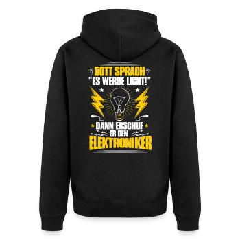 Elektroniker Elektriker Elektrotechniker Geschenk - Unisex Premium Bio Zip Hoodie - Schwarz - Hinten - Nico (187cm)