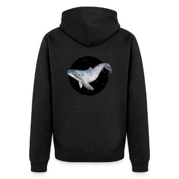 Space Whale - Unisex Premium Bio Zip Hoodie - Schwarz - Hinten - Nico (187cm)
