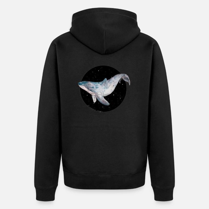 Baleine de l'espace - Veste à capuche bio Premium Unisexe - noir