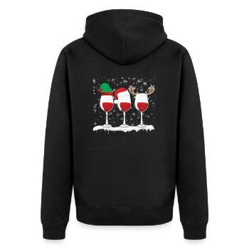 Weihnachten Weine Christmas Wines - Unisex Premium Bio Zip Hoodie - Schwarz - Hinten - Nico (187cm)