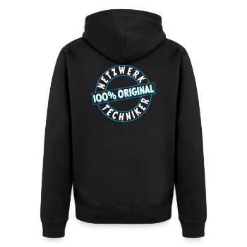 Netzwerktechniker Geschenk Geschenkidee Netzwerke - Unisex Premium Bio Zip Hoodie - Schwarz - Hinten - Nico (187cm)