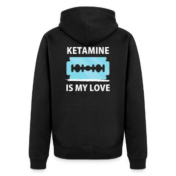Ketamin Droge | Keta noch was? Techno Geschenkidee - Unisex Premium Bio Zip Hoodie - Schwarz - Hinten - Nico (187cm)