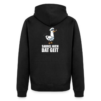 Sabbel nich Möwe Hamburg Bremen Norddeutsch Norden - Unisex Premium Bio Zip Hoodie - Schwarz - Hinten - Nico (187cm)