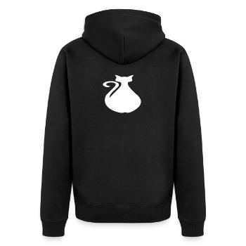 dicke Katze - Unisex Premium Bio Zip Hoodie - Schwarz - Hinten - Nico (187cm)