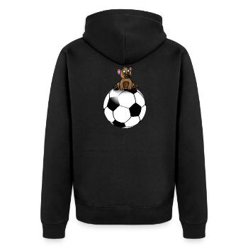 Sweet Baby Bear on Soccer / Soccer Bear - Unisex Premium Organic Zip Hoodie - black - Back - Nico (187cm)