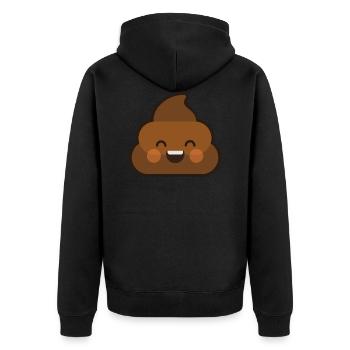 Kackhaufen Lachen Zähne Emoji Scheiße Kot Haufen - Unisex Premium Bio Zip Hoodie - Schwarz - Hinten - Nico (187cm)