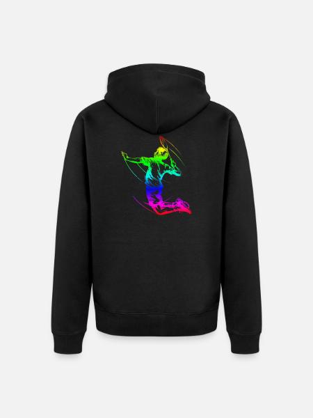 Badminton Spieler Bunt - Unisex Premium Bio Zip Hoodie - Schwarz