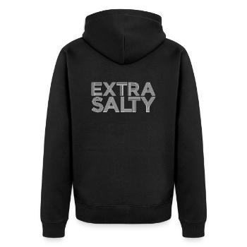 Extra Salty Geschenk - Unisex Premium Bio Zip Hoodie - Schwarz - Hinten - Nico (187cm)