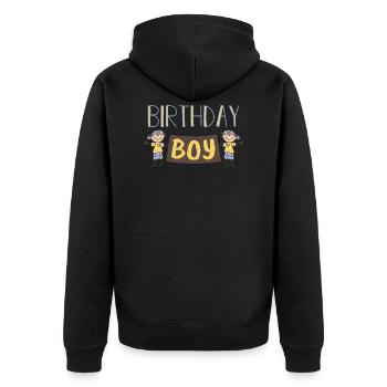 Birthday Boy Design - Unisex Premium Bio Zip Hoodie - Schwarz - Hinten - Nico (187cm)