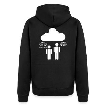 Cloud Linux - Unisex Premium Bio Zip Hoodie - Schwarz - Hinten - Nico (187cm)