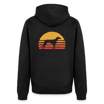 Levrette au coucher du soleil - Veste à capuche bio Premium Unisexe - noir - Dos - Nico (187cm)