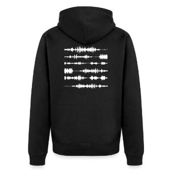 Music Bitraten - Unisex Premium Bio Zip Hoodie - Schwarz - Hinten - Nico (187cm)