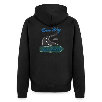 The path is the destination hiking (gift idea) - Unisex Premium Organic Zip Hoodie - black - Back - Nico (187cm)