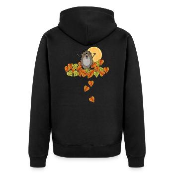 Hérisson, automne, feuilles, feuillage - Veste à capuche bio Premium Unisexe - noir - Dos - Nico (187cm)