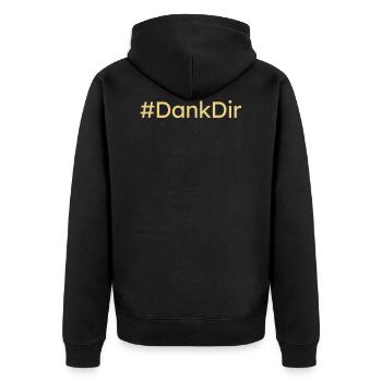 Hashtag Dank Dir Schrift Danke Typografie Geschenk - Unisex Premium Bio Zip Hoodie - Schwarz - Hinten - Nico (187cm)