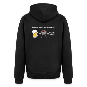 Bier Grillen - Unisex Premium Bio Zip Hoodie - Schwarz - Hinten - Nico (187cm)