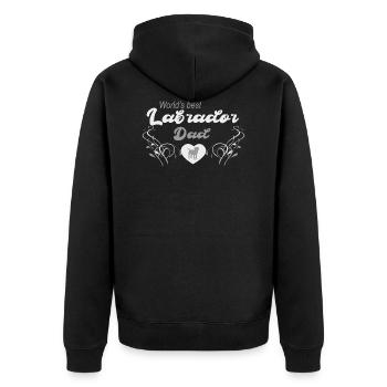 Labrador T-Shirt für Männer Labrador-Dad - Unisex Premium Bio Zip Hoodie - Schwarz - Hinten - Nico (187cm)
