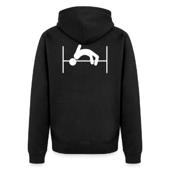 Hochsprung - Unisex Premium Bio Zip Hoodie - Schwarz - Hinten - Nico (187cm)