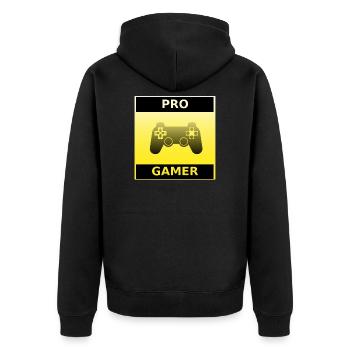 Pro Gamer Zocker Design - Unisex Premium Bio Zip Hoodie - Schwarz - Hinten - Nico (187cm)