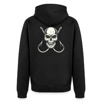 Crâne avec hameçons pour équipage de pêcheurs - Veste à capuche bio Premium Unisexe - noir - Dos - Nico (187cm)