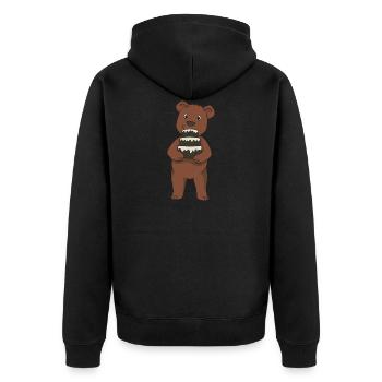 Bär Kuchen - Unisex Premium Bio Zip Hoodie - Schwarz - Hinten - Nico (187cm)