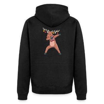 Tamponner un renne de Noël - Veste à capuche bio Premium Unisexe - noir - Dos - Nico (187cm)