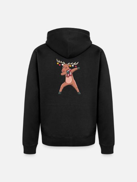 Christmas reindeer dabbing - Unisex Premium Organic Zip Hoodie - black