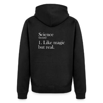 Science like magic but real gift - Unisex Premium Organic Zip Hoodie - black - Back - Nico (187cm)