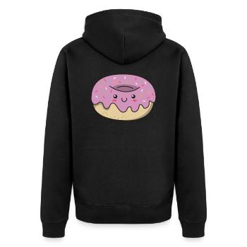 Donut Kawaii - Unisex Premium Bio Zip Hoodie - Schwarz - Hinten - Nico (187cm)