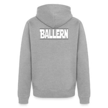 Ballern - Raver Techno - Unisex Premium Bio Zip Hoodie - Grau meliert - Hinten - Nico (187cm)