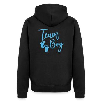 Team Boy Baby Geschenk - Unisex Premium Bio Zip Hoodie - Schwarz - Hinten - Nico (187cm)