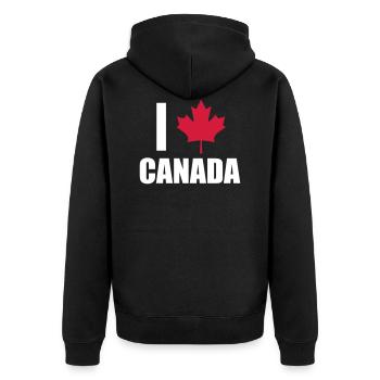 Canada - Unisex Premium Bio Zip Hoodie - Schwarz - Hinten - Nico (187cm)