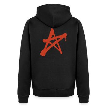 anarchie - Unisex Premium Bio Zip Hoodie - Schwarz - Hinten - Nico (187cm)