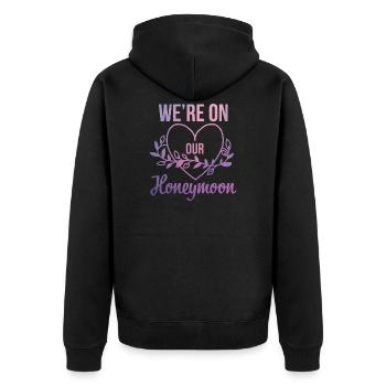 We're on our Honeymoon Gift - Unisex Premium Organic Zip Hoodie - black - Back - Nico (187cm)
