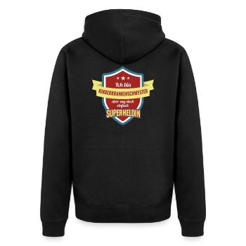 Infirmière pédiatrique super héroïne dit merci - Veste à capuche bio Premium Unisexe - noir - Dos - Nico (187cm)