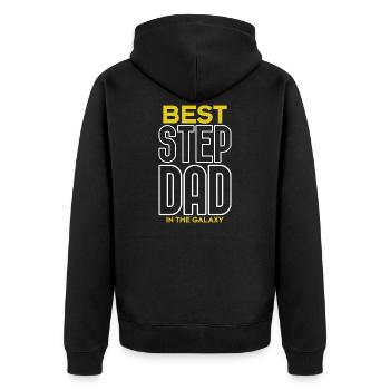 Best Step Dad In The Galaxy T-Shirt - Unisex Premium Organic Zip Hoodie - black - Back - Nico (187cm)