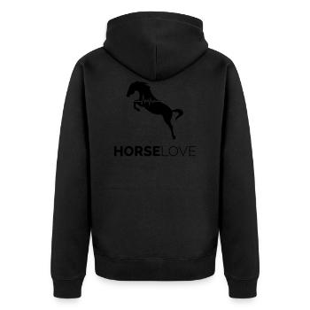 Pferd Herzschlag Liebe Reiten Tierliebe Geschenk - Unisex Premium Bio Zip Hoodie - Schwarz - Hinten - Nico (187cm)