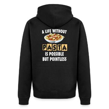 Pasta Nudeln Italienisch Spaghetti Geschenk - Unisex Premium Bio Zip Hoodie - Schwarz - Hinten - Nico (187cm)