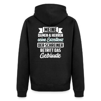Schreiner Tischler Handwerk Handwerker Geschenk - Unisex Premium Bio Zip Hoodie - Schwarz - Hinten - Nico (187cm)