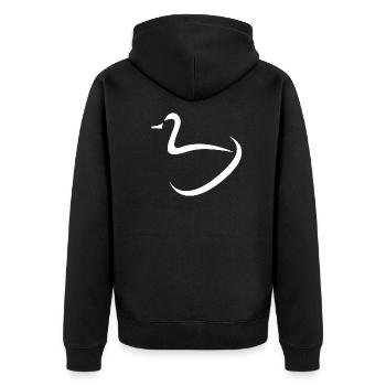 Ente - Unisex Premium Bio Zip Hoodie - Schwarz - Hinten - Nico (187cm)