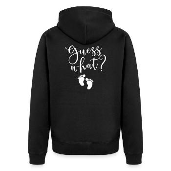Guess what pregnancy gift - Unisex Premium Organic Zip Hoodie - black - Back - Nico (187cm)