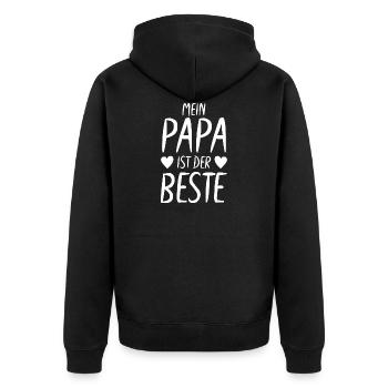 Papa ist der Beste Geschenk - Unisex Premium Bio Zip Hoodie - Schwarz - Hinten - Nico (187cm)