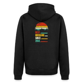 Best Husband since September 2014 Geschenk - Unisex Premium Bio Zip Hoodie - Schwarz - Hinten - Nico (187cm)
