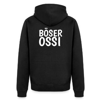 Böser Ossi - Unisex Premium Bio Zip Hoodie - Schwarz - Hinten - Nico (187cm)