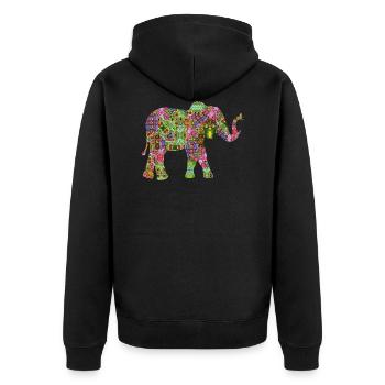 Elefant - Unisex Premium Bio Zip Hoodie - Schwarz - Hinten - Nico (187cm)