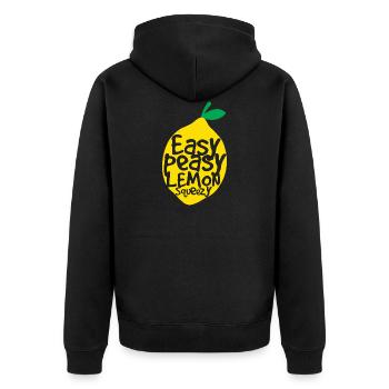 easy peasy lemon squeezy - Unisex Premium Organic Zip Hoodie - black - Back - Nico (187cm)