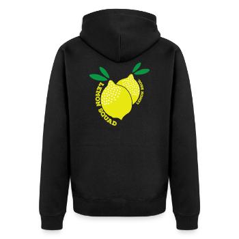 Lemon Squad Lemon Bros. - Unisex Premium Organic Zip Hoodie - black - Back - Nico (187cm)