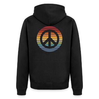 Hippie Shirt Retro | Hippies 60s Peace Gifts - Unisex Premium Organic Zip Hoodie - black - Back - Nico (187cm)