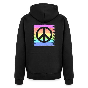 Hippie | Peace Sign Hippies Love Gift Ideas - Unisex Premium Organic Zip Hoodie - black - Back - Nico (187cm)